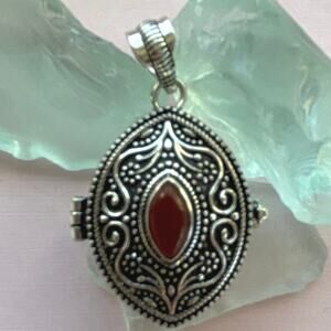 925 Sterling Carnelian Pill Poison Pendant Locket
